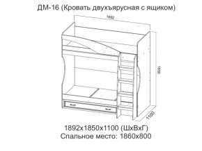 ДМ-16 Кровать двухъярусная с ящиком в Каслях - kasli.магазин96.com | фото