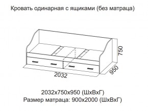 Кровать одинарная с ящиками (Без матраца 0,9*2,0) в Каслях - kasli.магазин96.com | фото